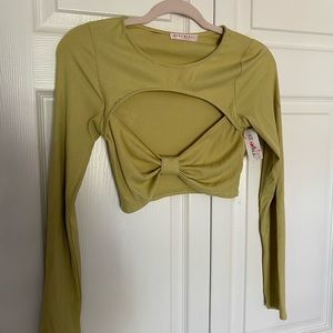 Green Cutout Crop Top